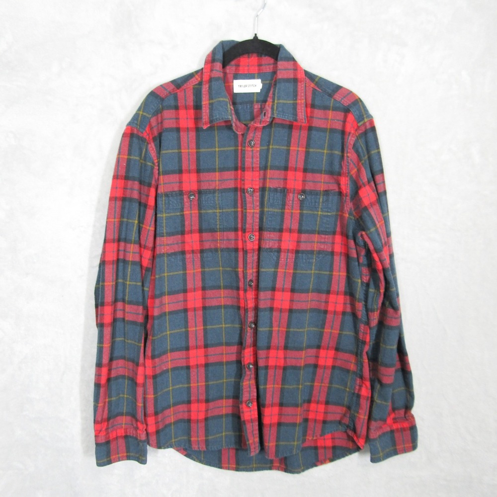 Taylor Stitch Red and Navy Plaid Button-Down Shirt